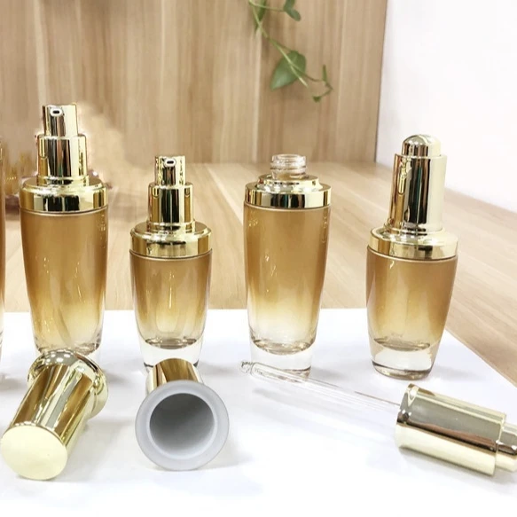 20/30/50/80/100/120ml luxury gold color press dropper serum bottle for cosmetic