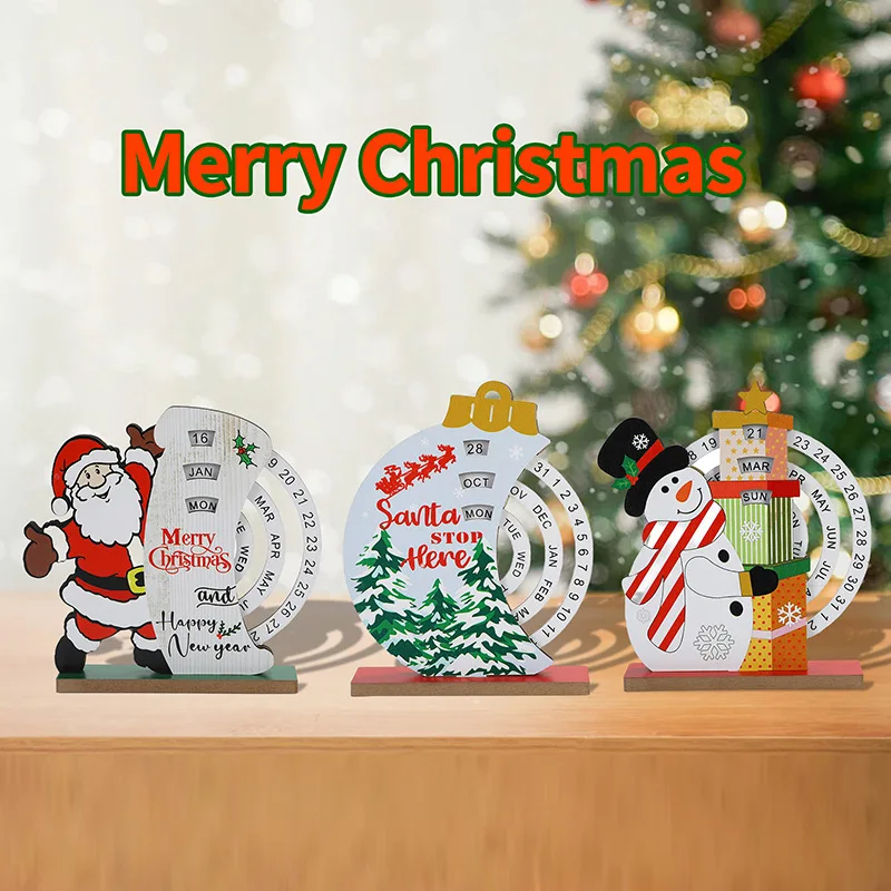 New Arrival High Quality Circle Wooden Desk Calendar Table Planet Accessories Manual Rotating Wooden Perpetual Desk Calendar