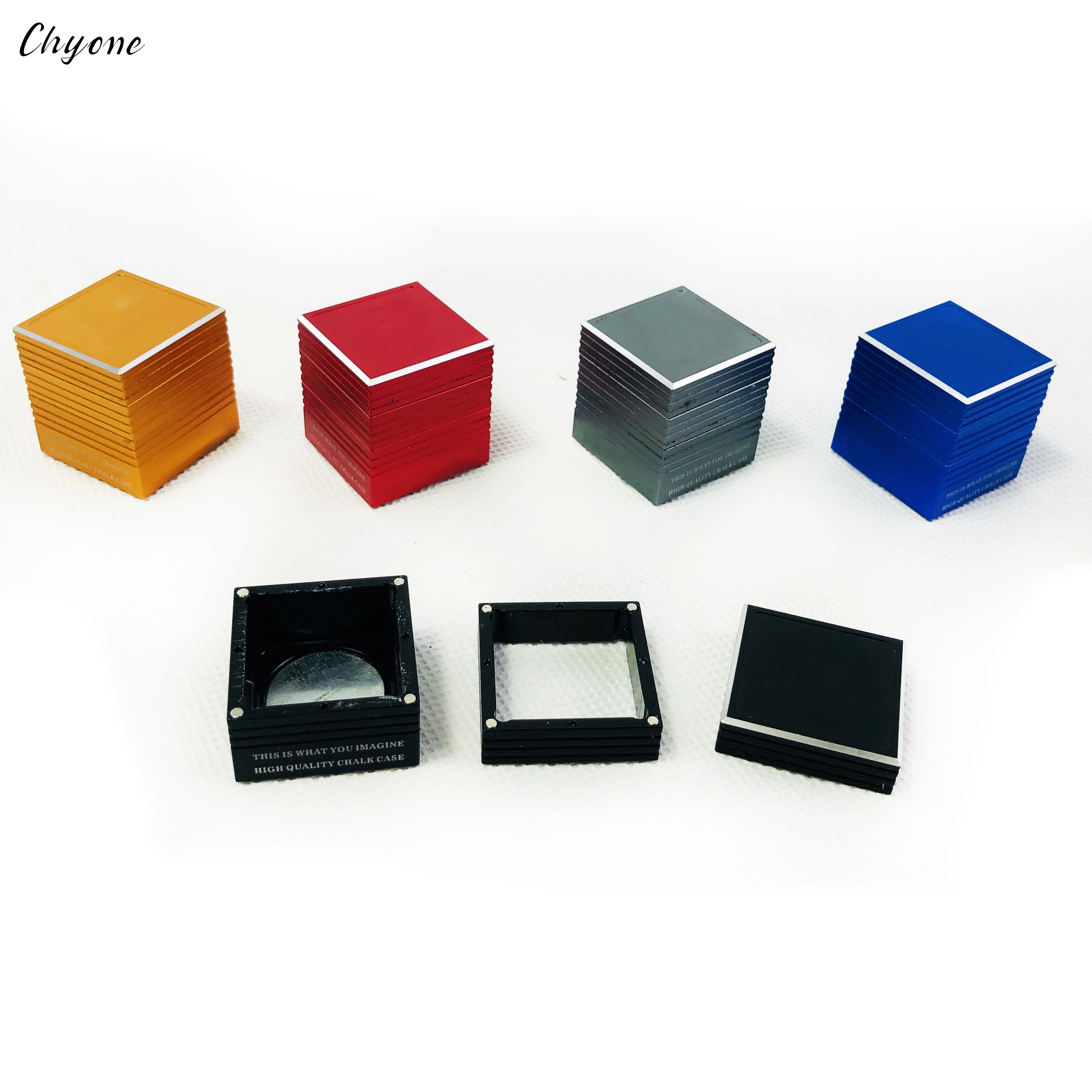 Chyone custom logo octagon  magnetic 4layers pool cue chalk holder carom cue chalk holder