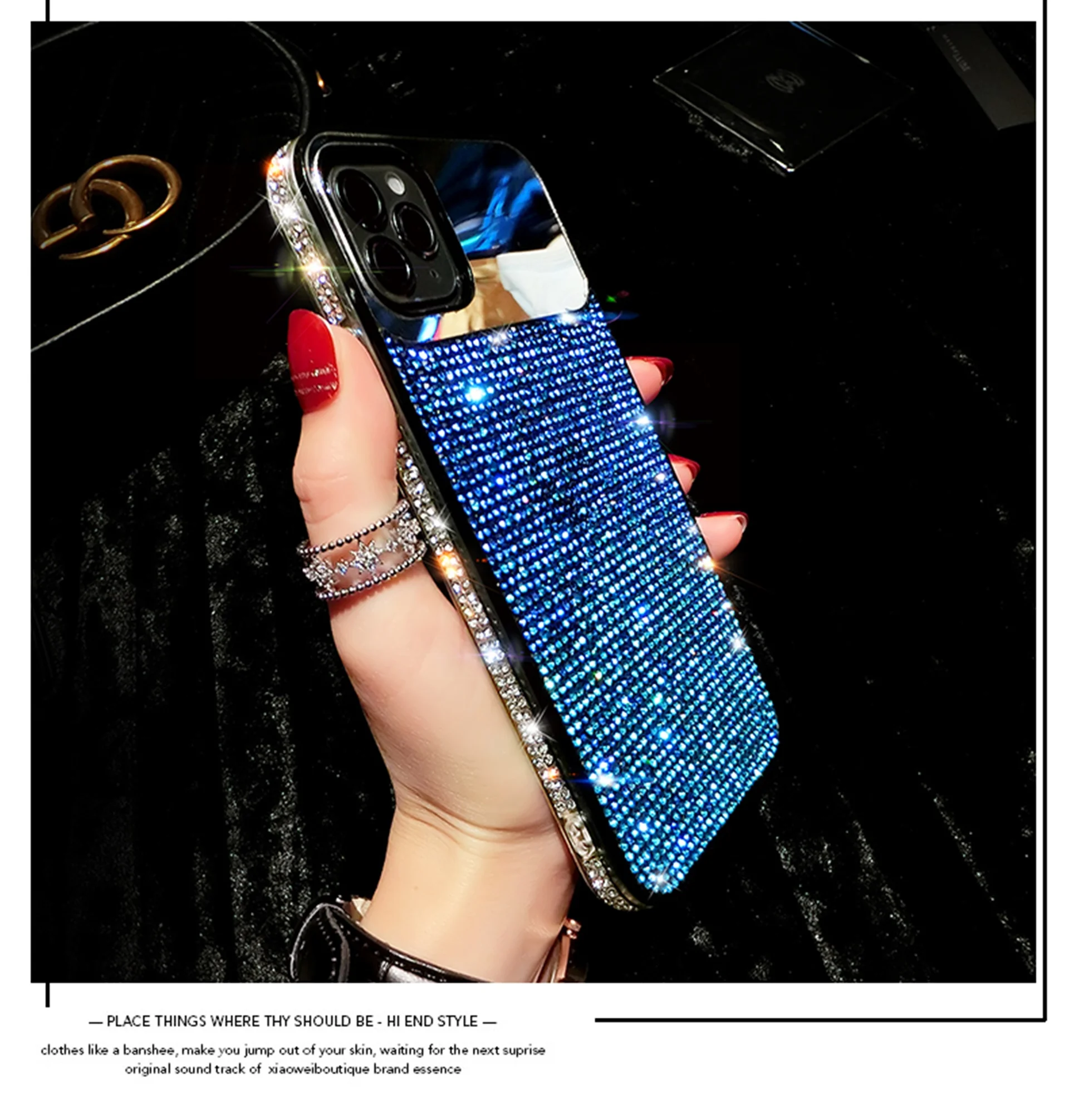 Bling Glitter Mirror Diamond Design Phone Cover Luxury Fashion Designer Cell Phone Cases for iphones