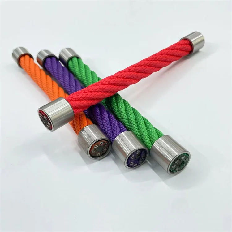 rainbow color nylon braided playground combination rope with steel wire