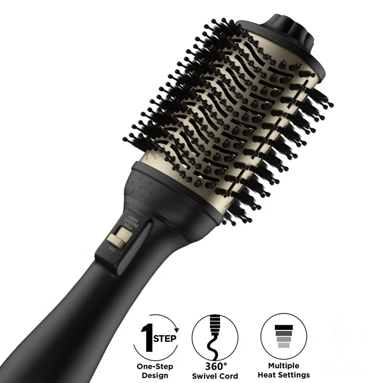 
professional black gold hair styling salon beauty tools electric one step hot air styler dryer brush 