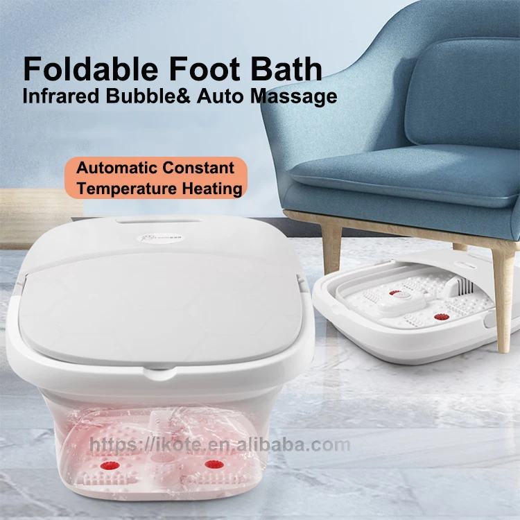 OEM & ODM Smart Portable Electric Foot Spa Vibrating Water Massager with Red Light Heating Foldable Foot Bath