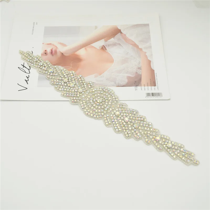 Factory direct high quality custom bling bling bridal bead crystal rhinestone patch for wedding decoration