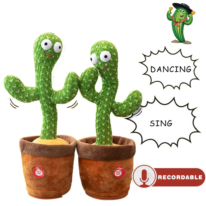 Christmas Cactus Singing Plush Toys Cute Electronic Shake Dancing Cactus Childhood Lighting Toys With The Song Birthday Gift