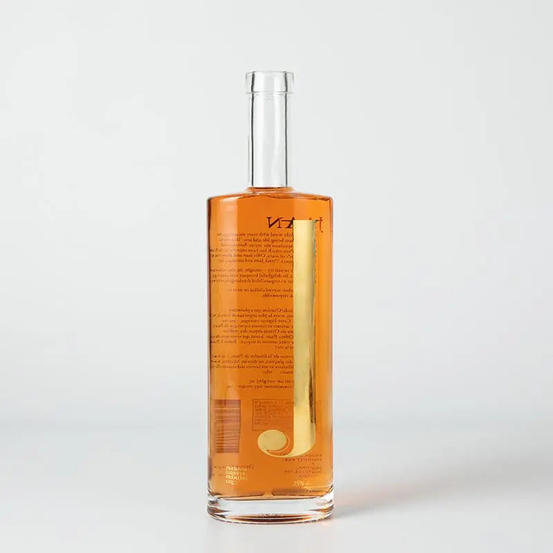 Manufacturer Hot Stamping 750 ML 25 OZ Transparent Empty Brandy Whisky Gin Rum Glass Spirits Bottle with Cork