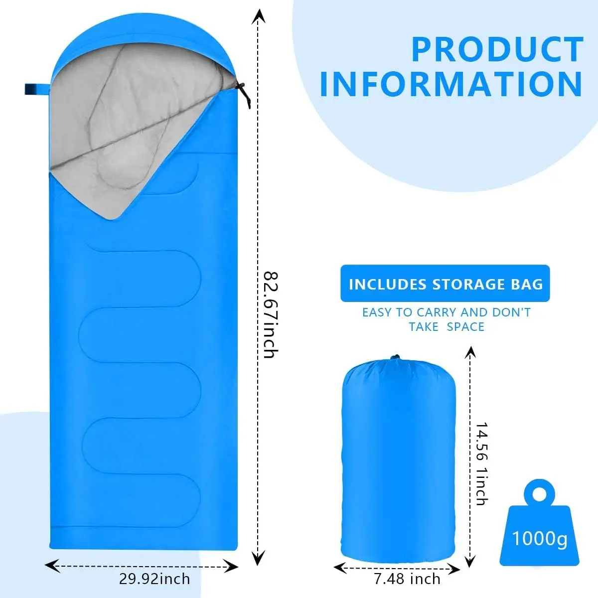 TB Outdoor Polyester Compact Single Camping Sleeping Bag with Compression Sack for Backpacking