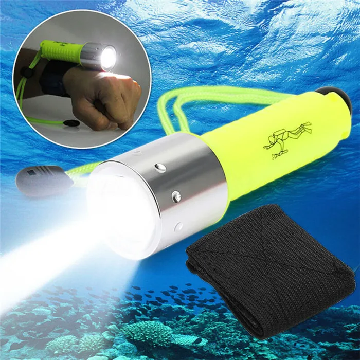 Rechargeable underwater T6 LED diving torch high brightness yellow plastic waterproof dive flashlight