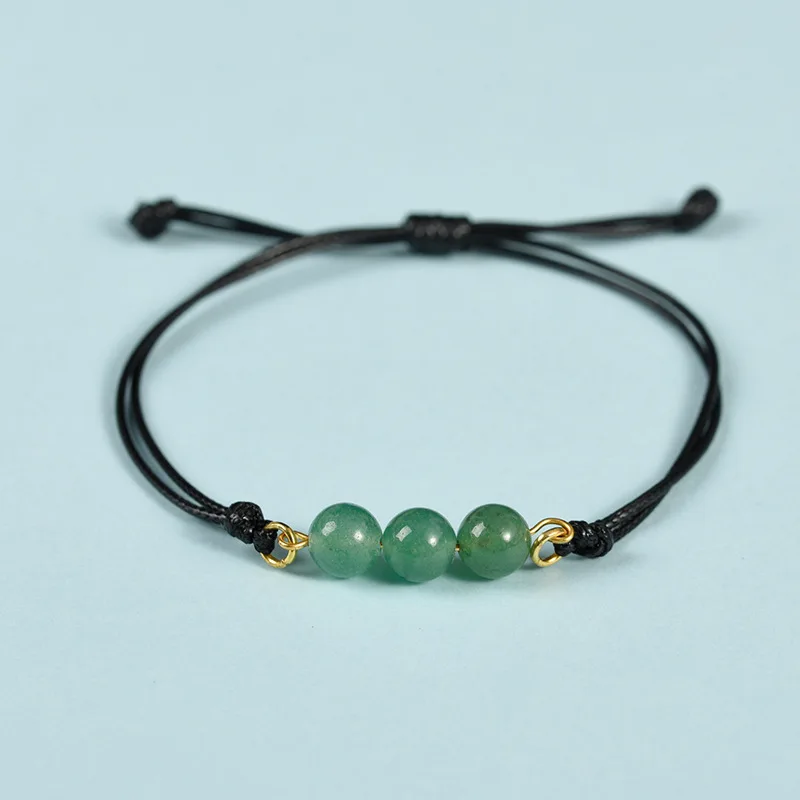 Men Women colorful gemstone Knotted wax cord Bracelets.jpg