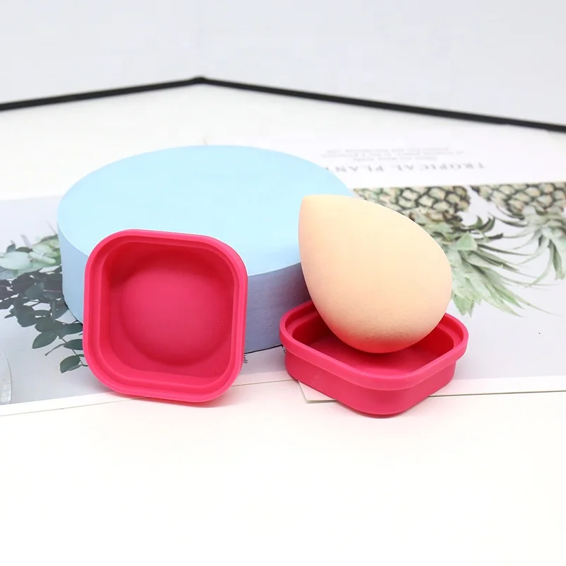 Square shape silicone cosmetic puff makeup sponge holder