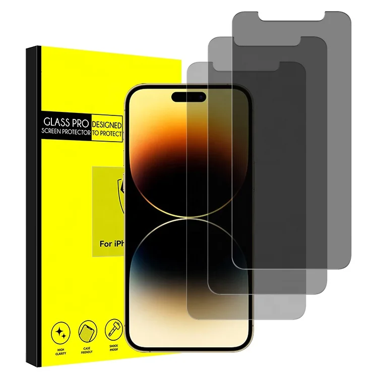 Factory Wholesale 1 2 Pack For iPhone 14 pro Max 13 12 X XR Full Glue 9H 2.5D Anti Privacy Screen Protector Tempered Glass