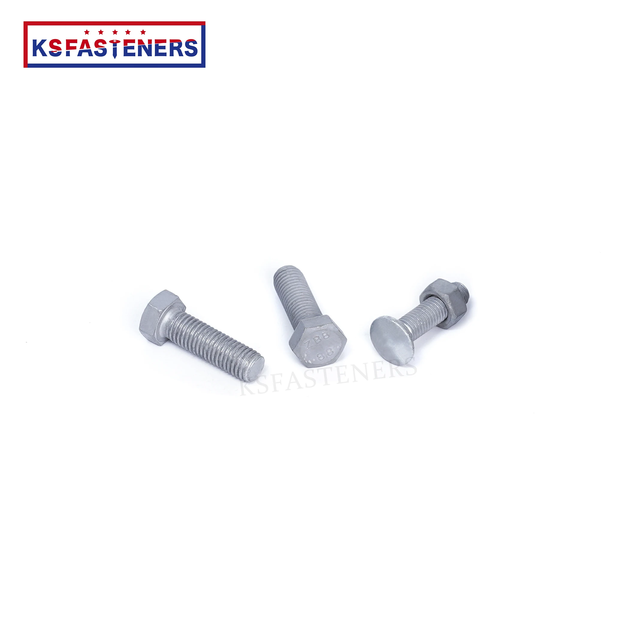 ASTM307 Hexagonal Hex Flat head Bolt Screw Carbon Steel Hot-dip Galvanized constructional solar