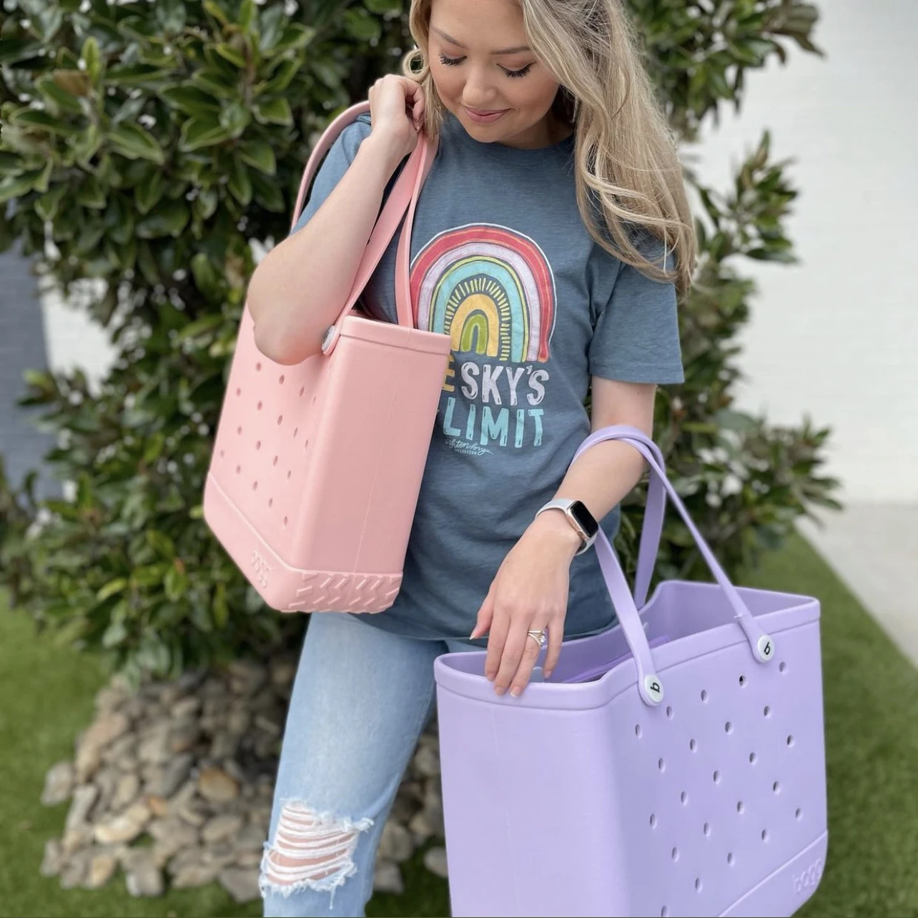 Women Wholesale Beach Waterproof Tote Bags Custom Summer Rubber Totes Pvc O Large Fashion Eva Plastic Silicone Bag With Holes