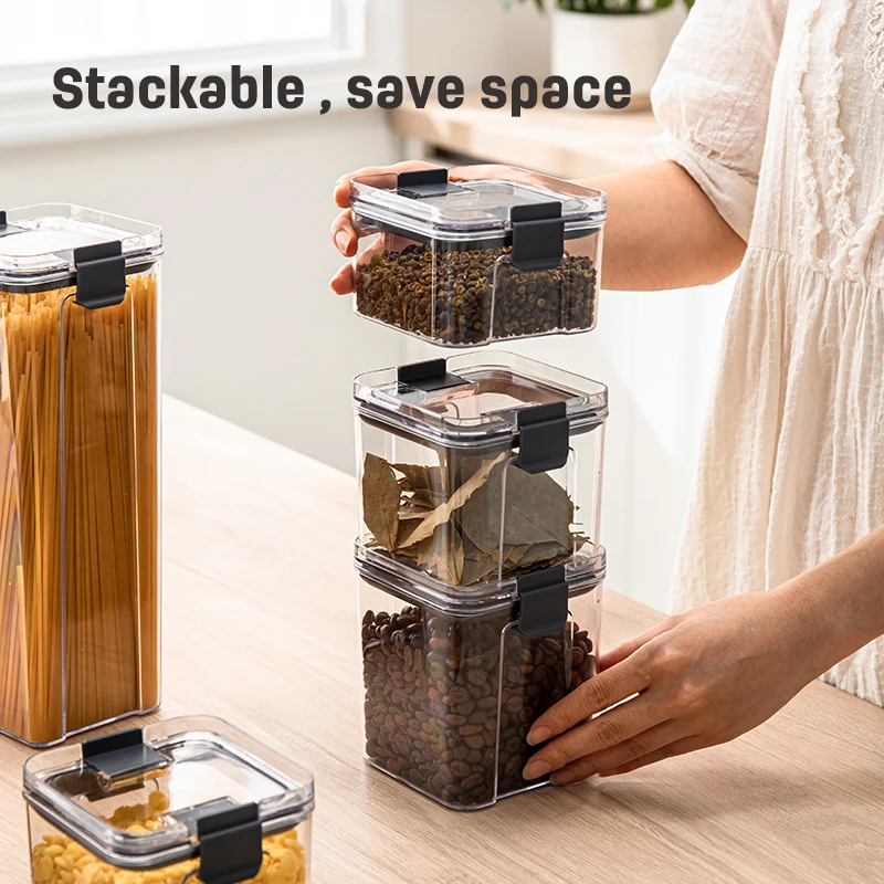 Home pantry organization 6-PACK acrylic plastic refrigerator fridge organizer cereal dispenser box airtight food container