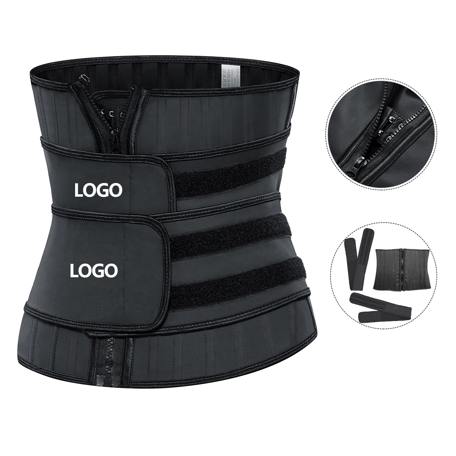 Women Slimming Tummy Control Customized Latex Waist Trainers Double Straps And Shape Wear Reflective shaper shapewear for women