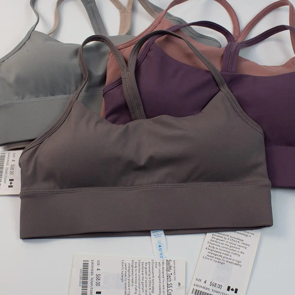 Wholesale high-quality yoga wear mobile y bra lady sports underwear double-sided brush slim waistband beautiful tank top sling