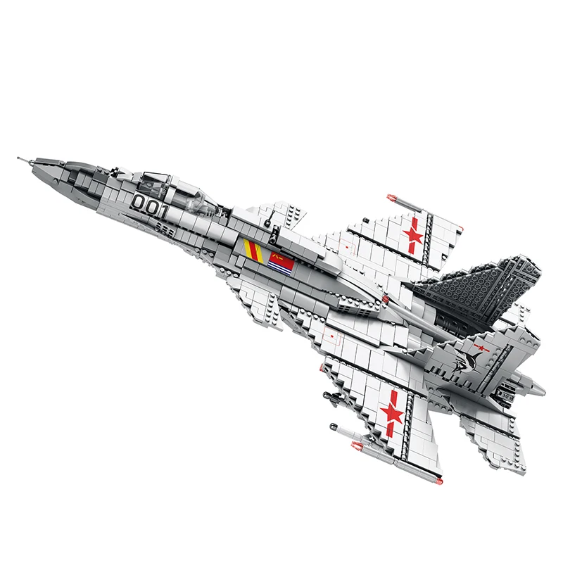 Assemble Fighter Plane Block, Military Aircraft Building Block Jet Plane Model Toy with Foldable Wings &Retractable landing gear