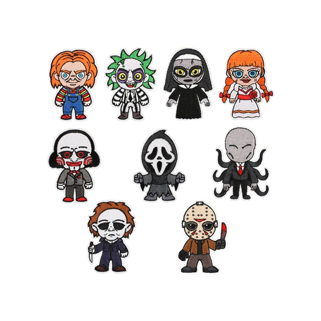 Wholesale DIY heat transfer  Halloween devil Embroidery horror dolls characters iron on patches applied