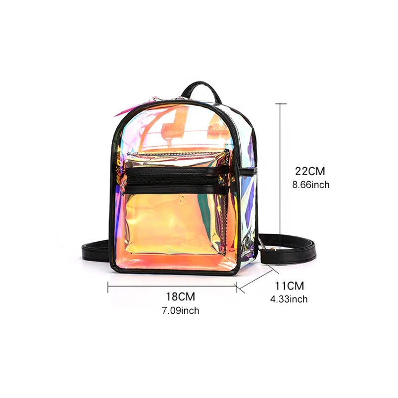 Women Fashion Hologram Laser Shine Ladies Sac Female Colorful clear Girl PVC Jelly Mini Backpack Cute