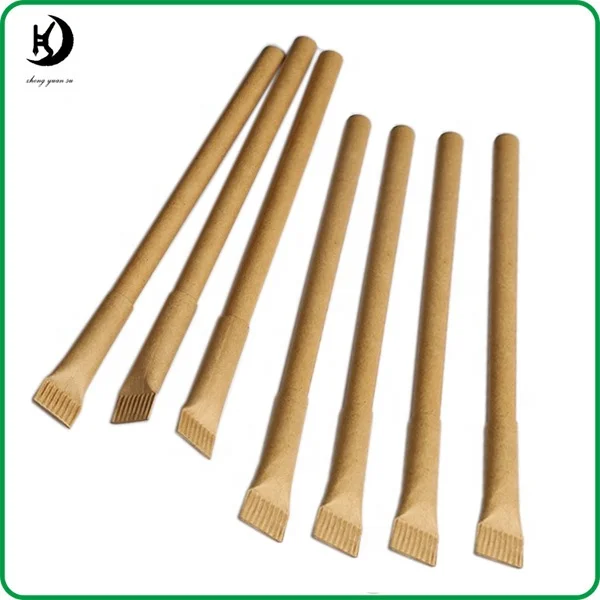 JXC124 Promotional  customized printed logo toothbrush shape ballpoint paper pen kraft biodegradable pen creative pen