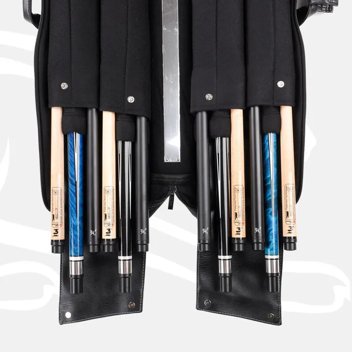 Pool Cue Case 4 Butts 8 Shafts Billiard Pool Cue Bag 2 Colors Pool Stick Carrying Case 12 Holes Case PU Leather High capacity