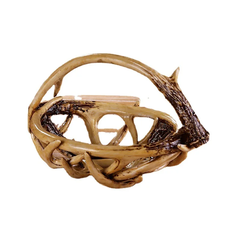 Wholesale Resin Crafts Deer Antler Fruit Basket for Living Room Decor