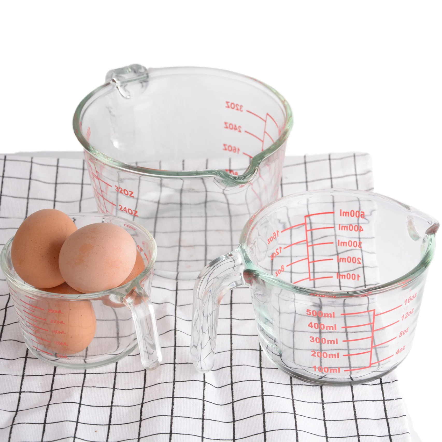 Hot selling high borosilicate glass measuring cup 250ml 500ml 1000ml