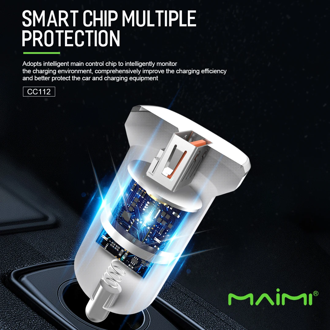 Maimi CC112 fast car charger  QC3.0USB for smart phone car charger adapter super fastcharger VOOC FCP AFC Fast charging protocol