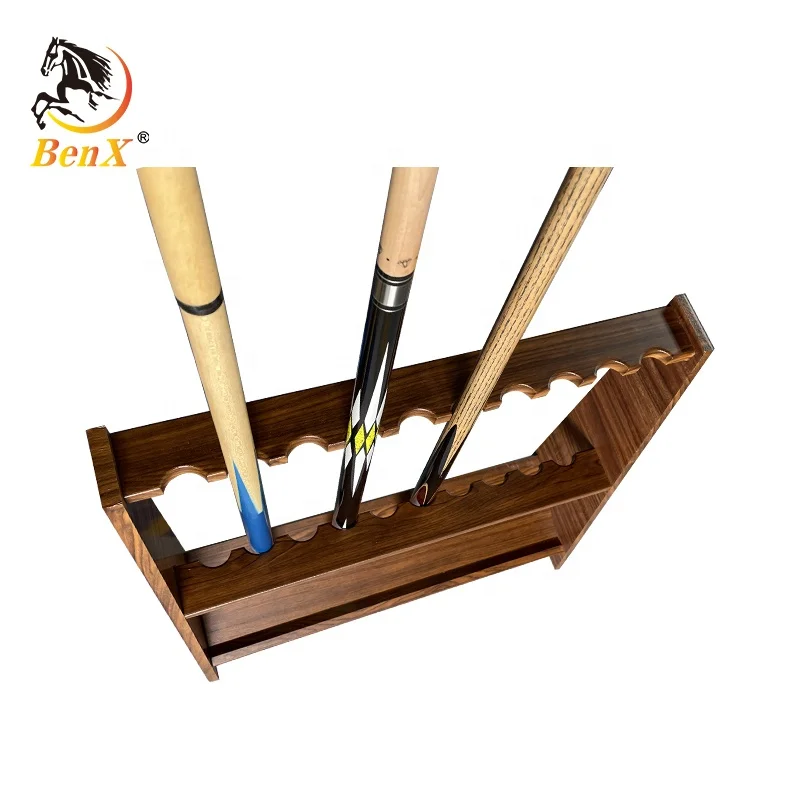 BenX 10-Hole Trapezoid MDF Material Standing Cue Rack Multi-Color Pool Cue Holder for Snooker & Billiard Balls