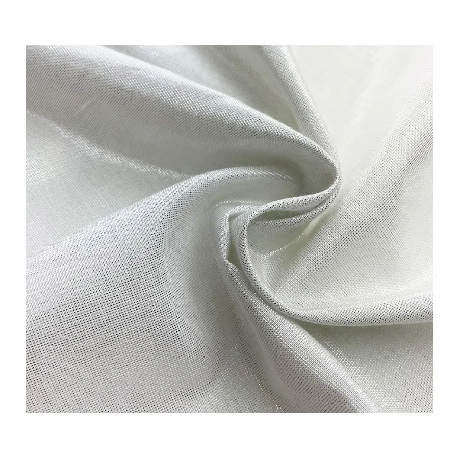 Серебристая отражающая 75 г хлопчатобумажная полиэфирная вискозная ткань металлик для блузки