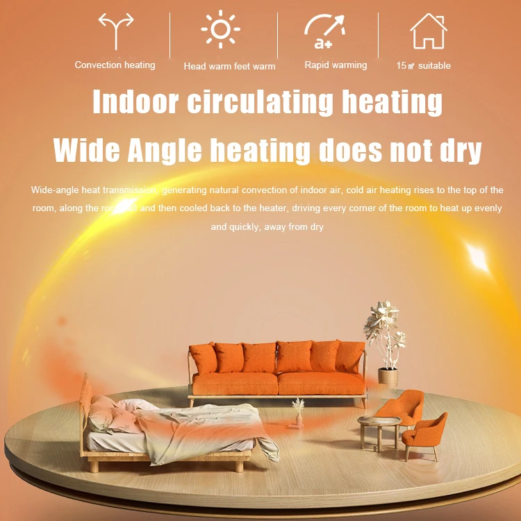 New design 2000W portable PTC ceramic fan electric fireplace LCD heater with remote for home