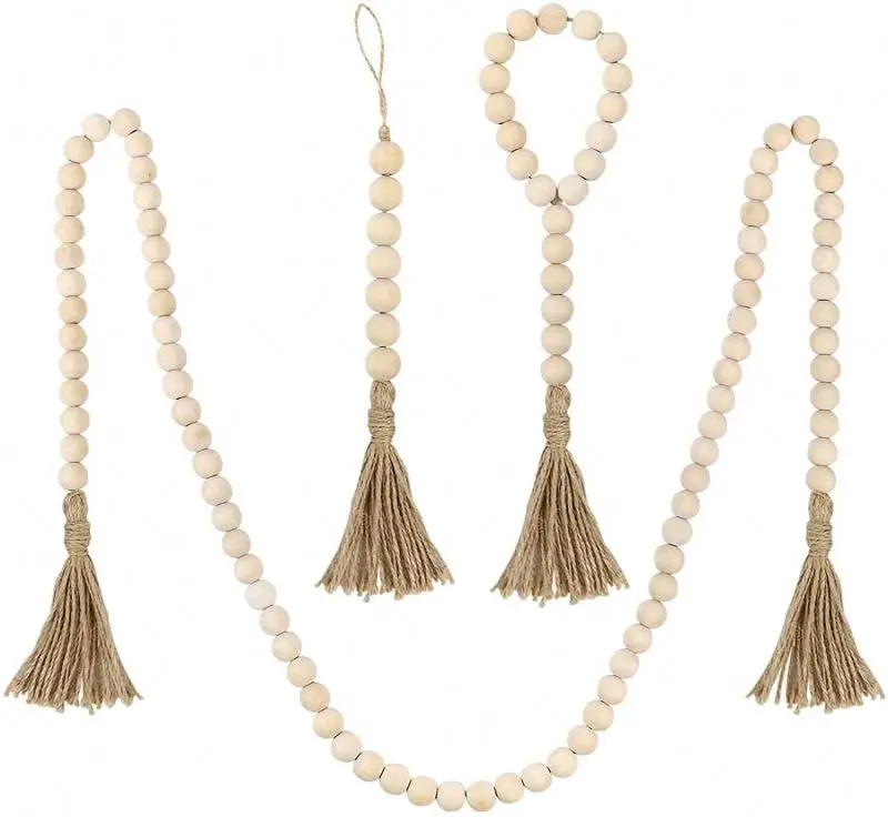 Настенный декор на заказ, деревянные бусины, гирлянда с кисточками для рождественской елки