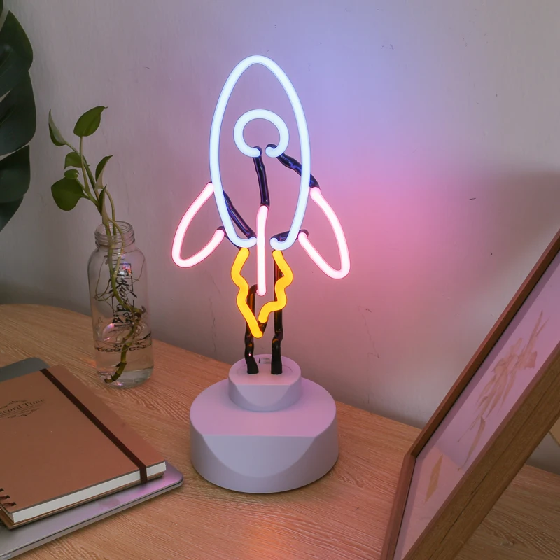 Neon Sign Illuminated Rocket Design Lighted Glass 3d for Home or Bar Decoration LED 1 Piece High Voltage IP65 -1 - 50 10000 85