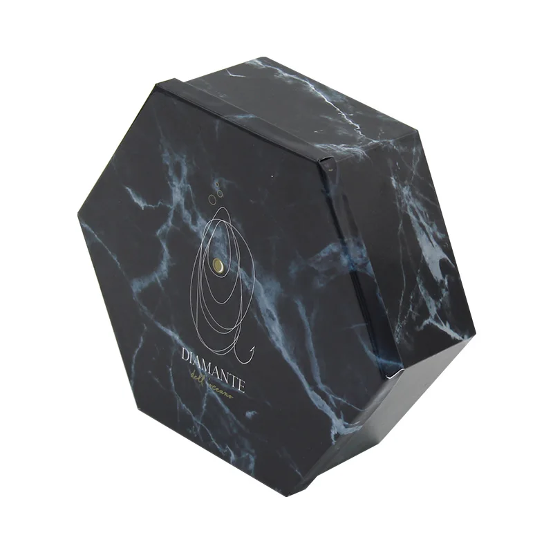 RTS wholesale custom logo marble Cosmetics packaging boxes jewelry gift box Single hexagonal paper box
