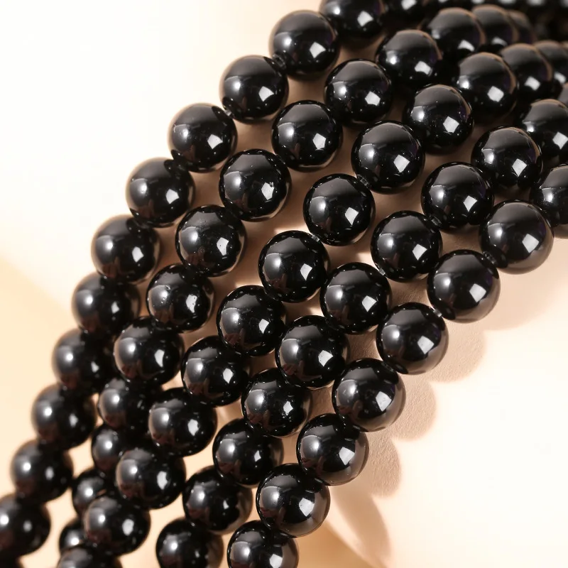 wholesale natural black onyx stone beads by strand for DIY handmade bead jewelry making