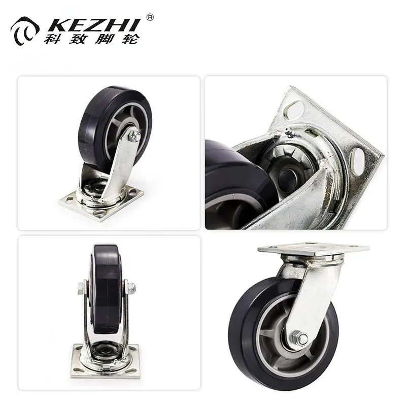 Professional Design OEM 4 inch/8 inch PU Industrial Platforme Fixed Caster Wheels