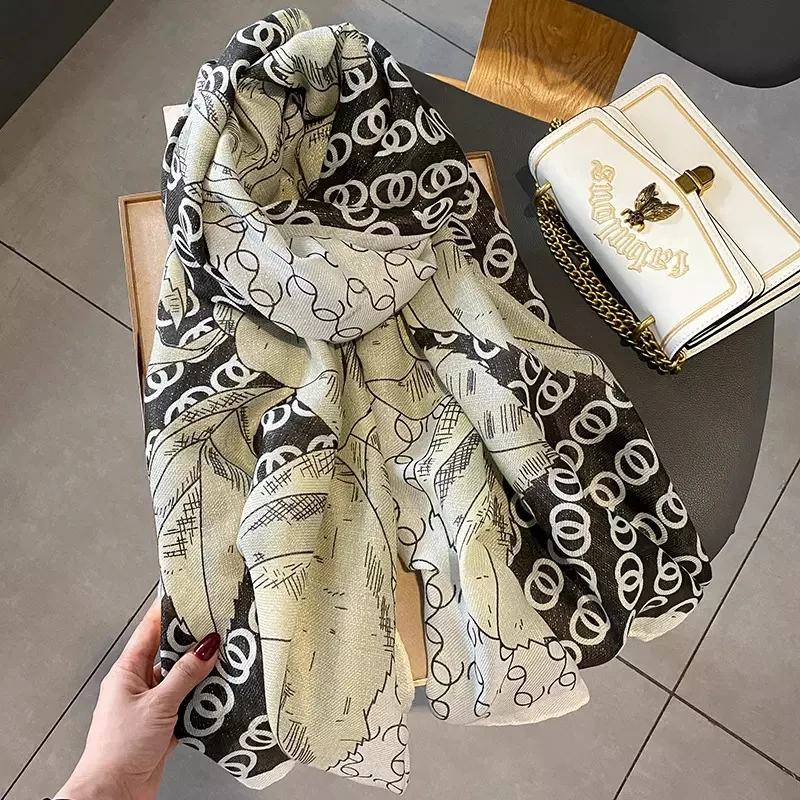 New Arrival Autumn And Winter High End Cotton Printed Women Scarf Hijab Shawl Large Big Dubai Warm Bufanda Scarf For Ladies