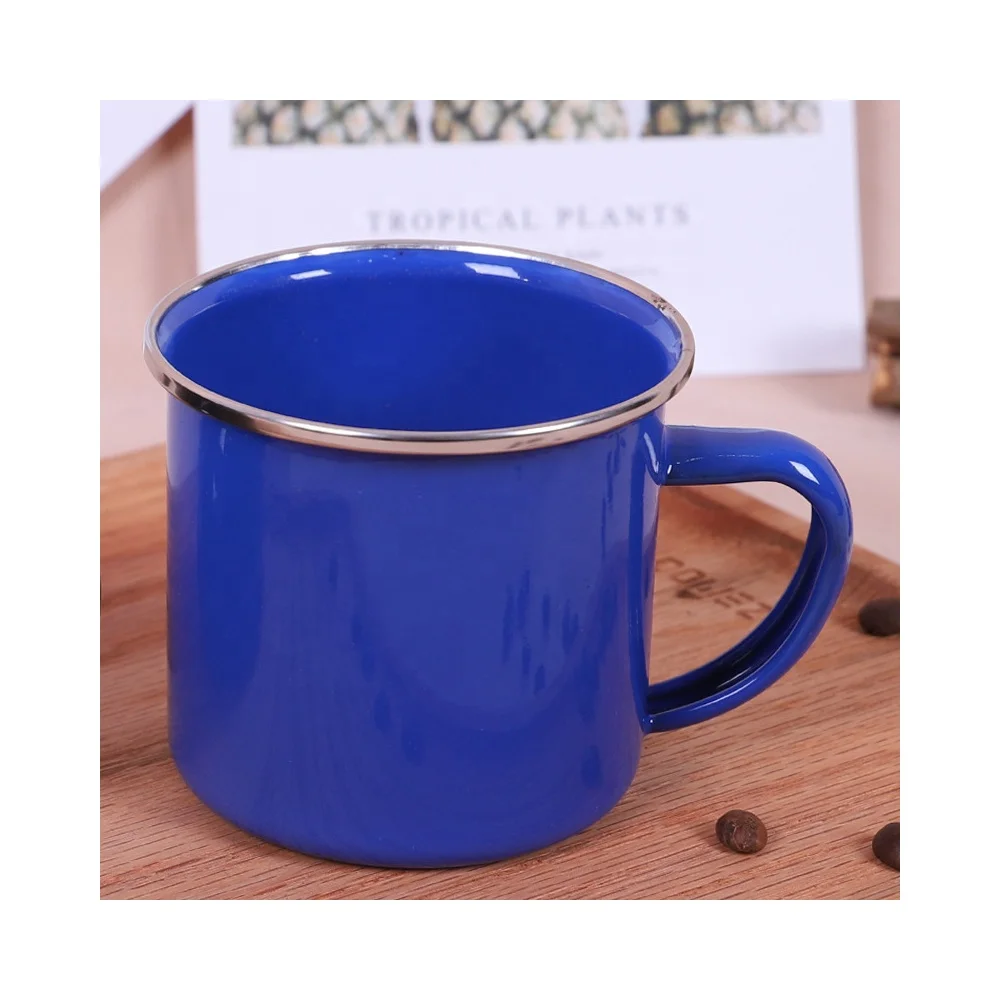 Enamel Cups Custom 350ml Steel Travel Coffee Mug Reusable Enamelled Cups Coffee Water Milk Shape Christmas Holiday Christmas