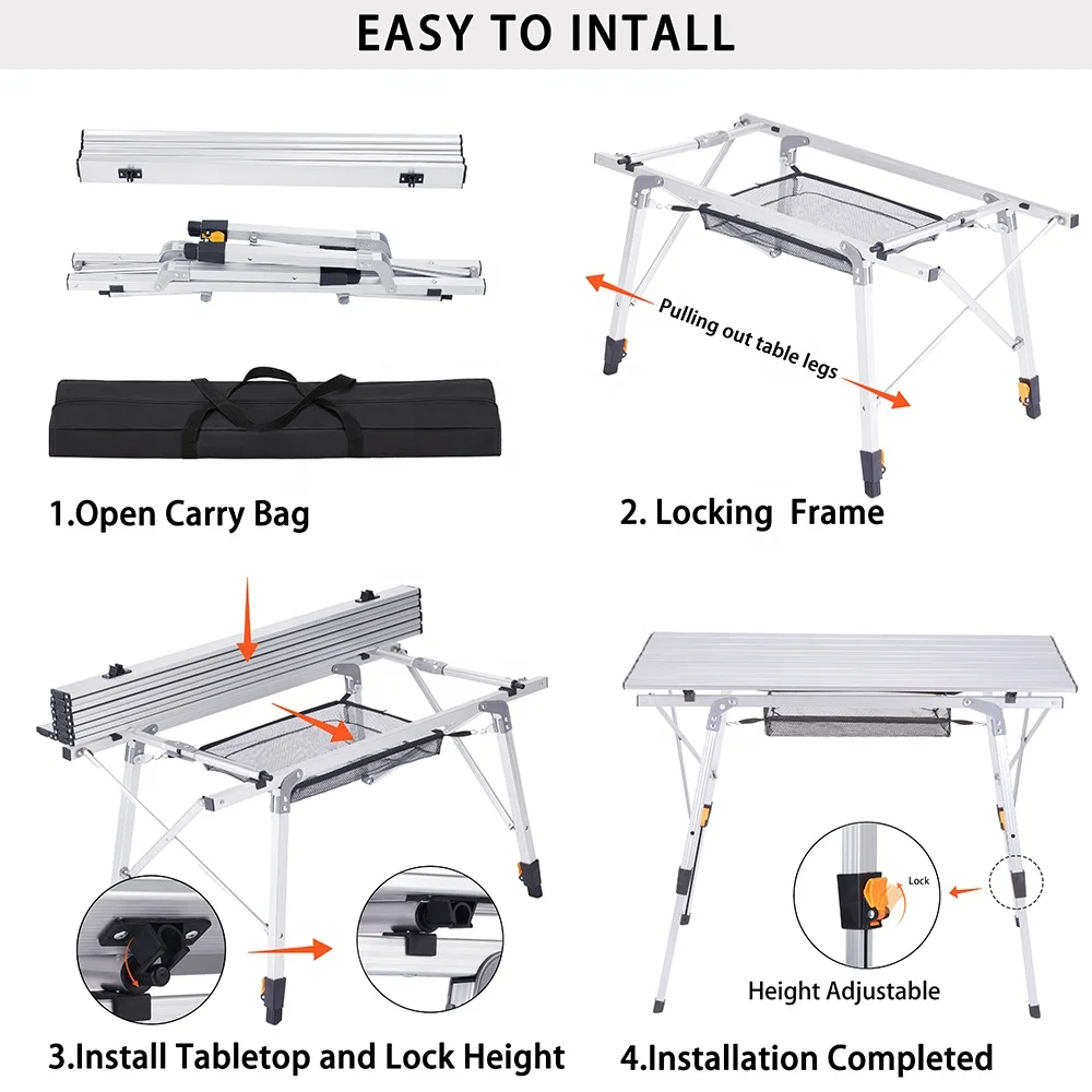 YILU Folding Aluminum Garden Table Camping Metal Table Extendable Garden Metal Table for Outdoor Picnic Travel