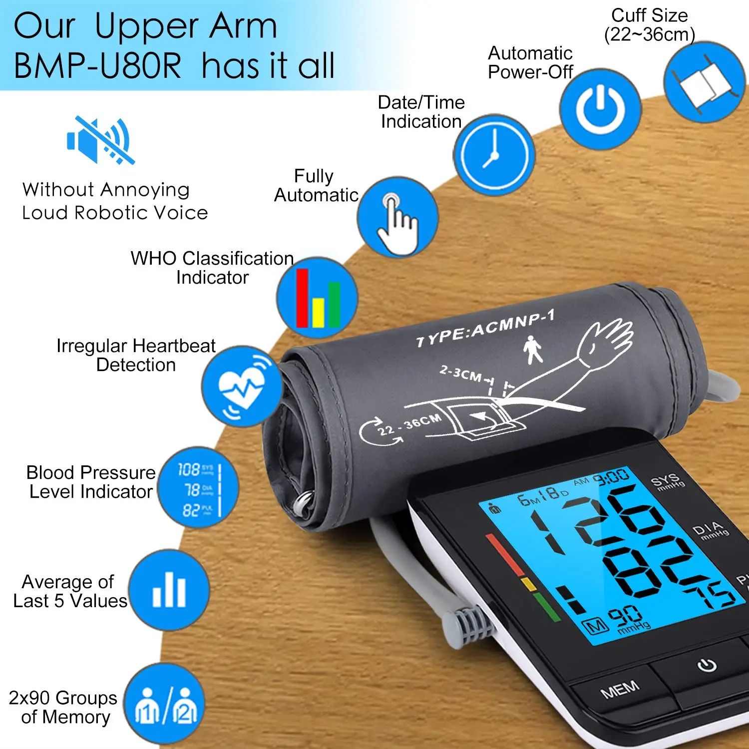  Больница автоматический Arm Bp монитор производитель Spygmomanometer цифровой кровяного