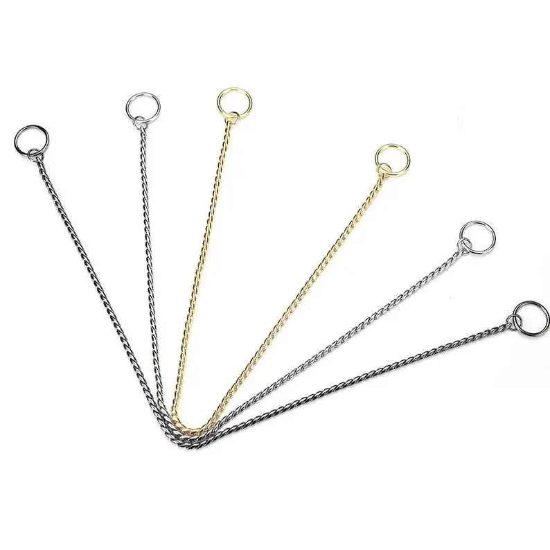 Copper Snake Chain Dog Collar Cuban Link Dog Slip Chain Choke Collar Strong Gold Silver Black Dog Collars for Pet