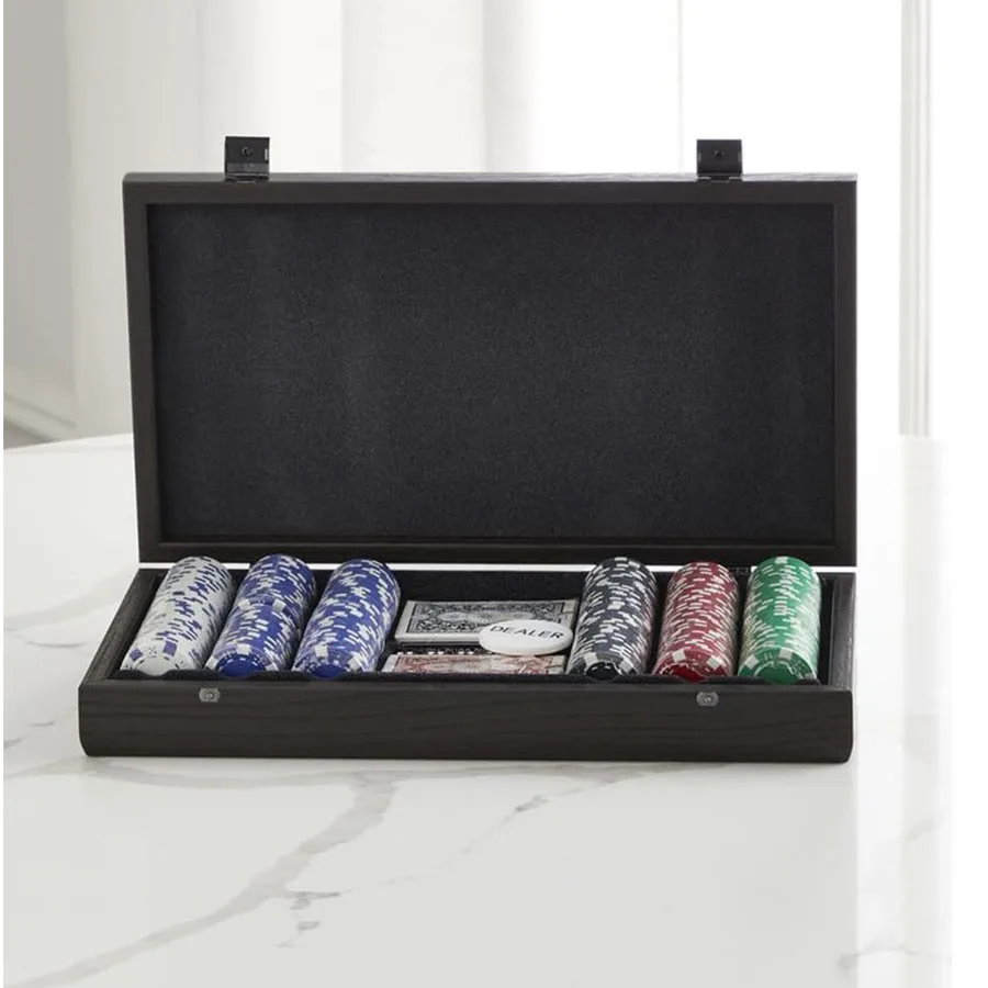 Custom Design Wooden Leather Box for Poker Cards High End Double Pack Poker Playing Cards Chips Case Bag