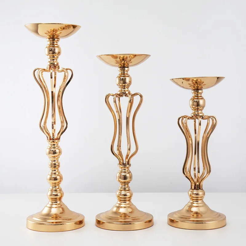 Creative Candlestick Table Flower Set European Gold Small Waist Electroplated Roadway Decoration