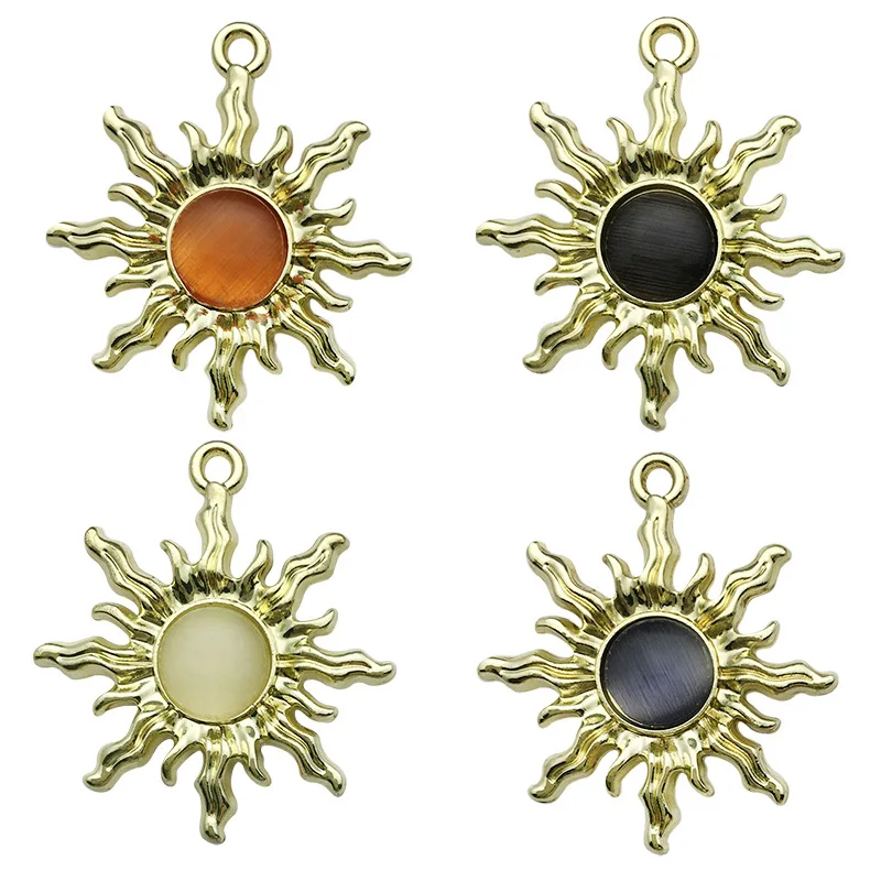 High Quality Wholesale Color-Retaining Sunflower Alloy Charms Dripping Oil Pendant DIY Bracelet