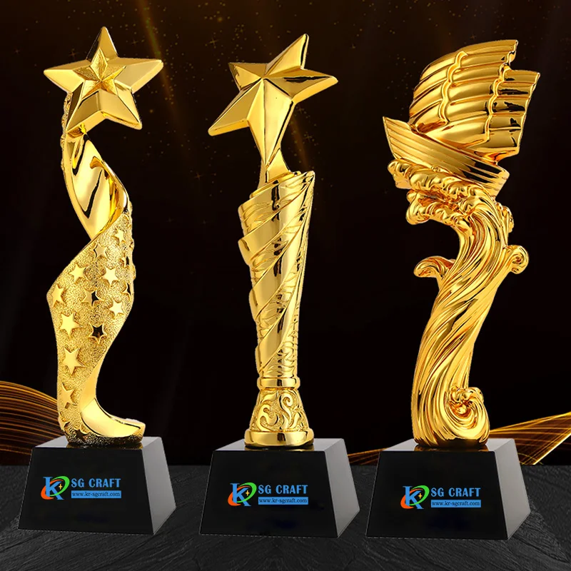 New arrive big crystal gold sliver bronze sport trophy resin cups from china