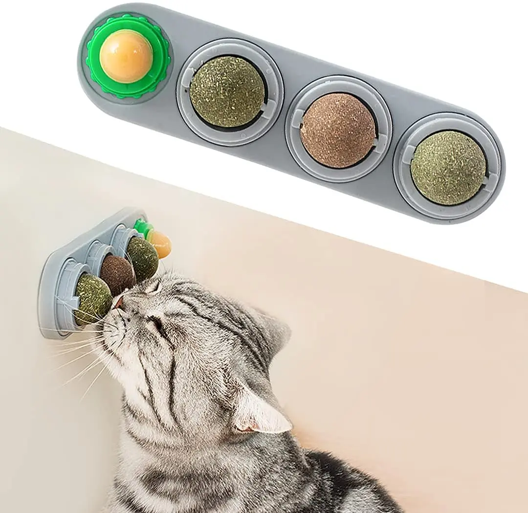 Hot sale  4 Pcs Catnip cat Wall Toys Detachable Silvervine Balls Edible Kitty Toys for Cats Lick Safe Healthy Kitten Chew Toys