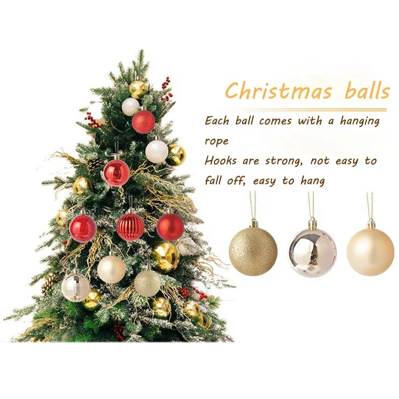 Christmas Balls Christmas Tree Ornaments Shatterproof Christmas Decorations Tree Balls for DIY Handcraft Holiday Party Decor
