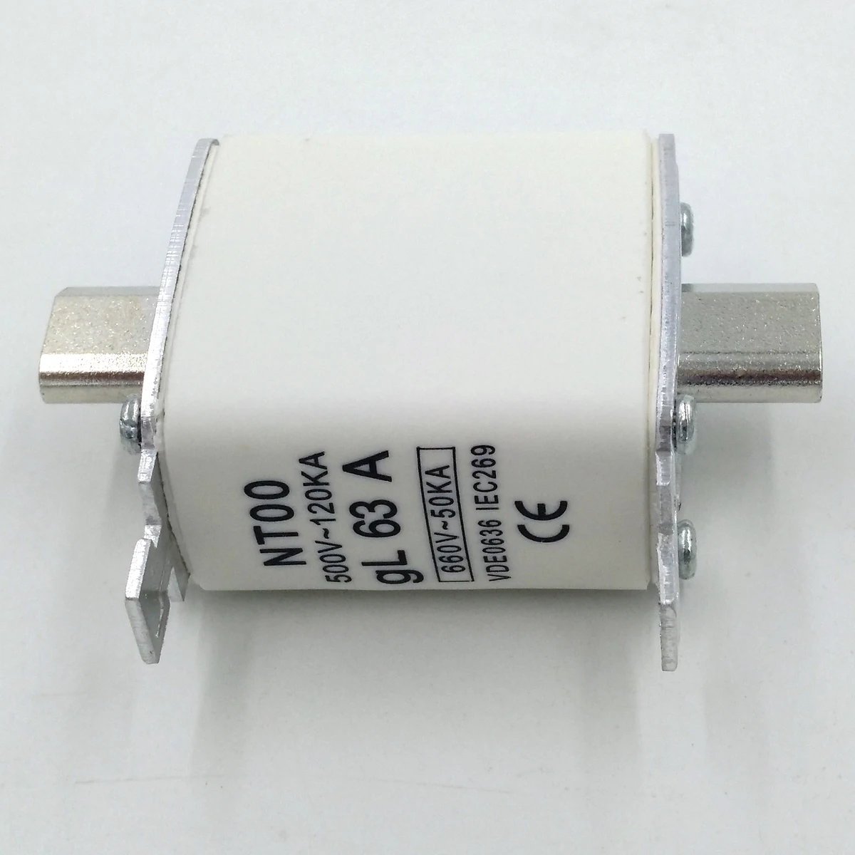 HRC Ceramic NH or NT Type Blade Fuse Block Links with 500V 120KA gG 63A NT00 NH00 hrc fuse link