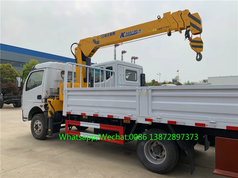 Dongfeng 4*2 Mobile Crane Truck 6 Wheels Truck Cranes/3 Ton Truck Mounted Crane For Sale