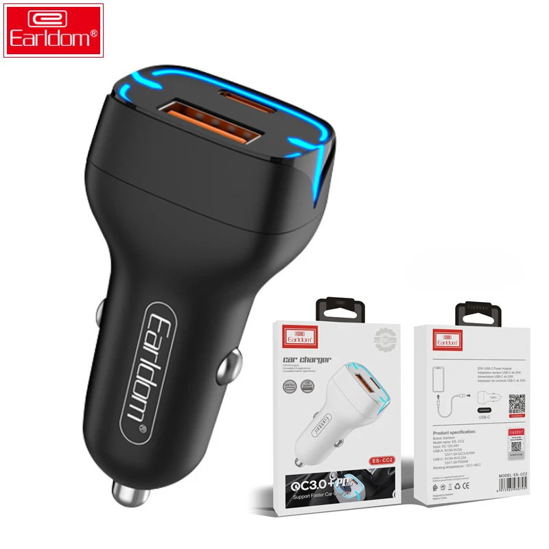 EARLDOM Car Charging Accessories Dual Usb Car Charger Adapter 2 Usb Port Led Display 3.1a Smart Car Charger For Iphone